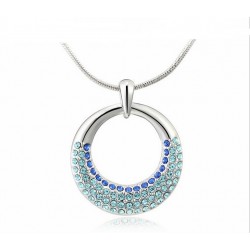 Premium quality Platinum plated with blue shades Swarovski elements mix dream circle pendant